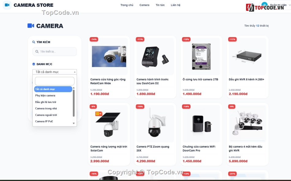 Website php,camera,bán camera